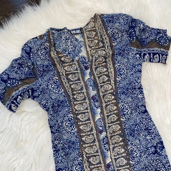 Vintage blue boho maxi dress size small - Picture 3 of 9